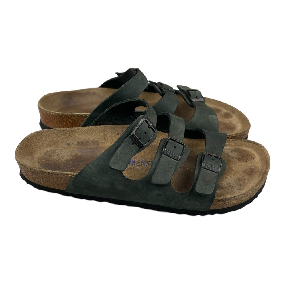 Birkenstock Florida Soft Footbed Nubuck Birko Buckle Sandals Women’s Sz L10|M 8